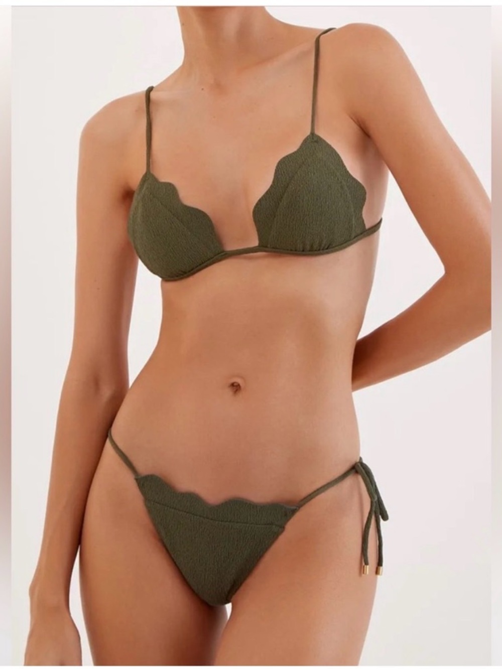 Vix Olive Scallop-Edge Bikini Set